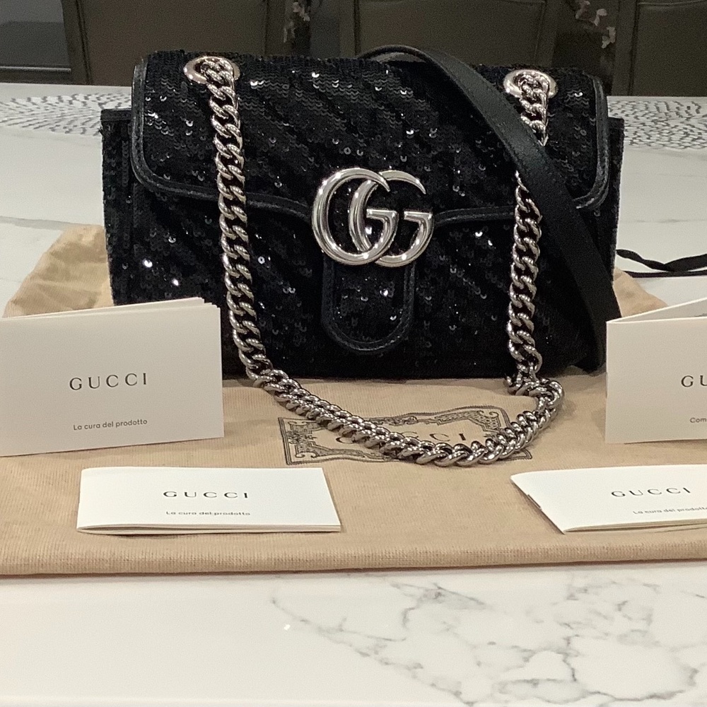 Gucci Black Sequin Shoulder Bag, Size: Small